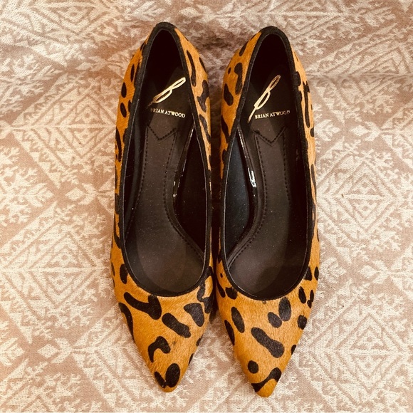 BRIAN ATWOOD Sz 6 Animal Print Pointy Toe Pony Hair Cage Chunky Heel Pumps Shoes - Picture 3 of 10